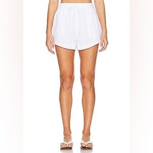 White Linen Drawstring Shorts